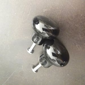 2 Black Glossy Knobs New